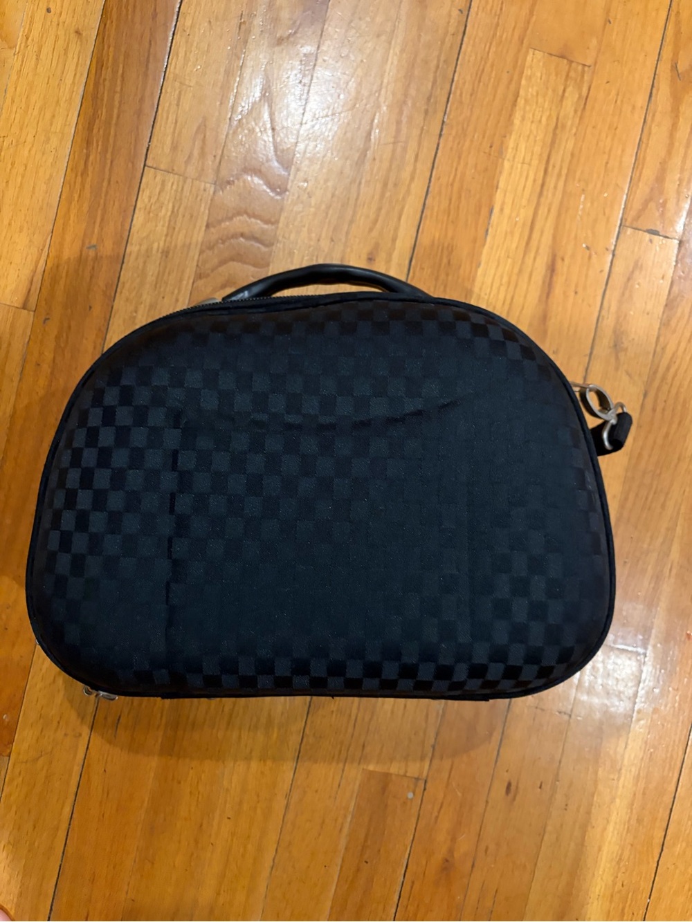 Black womens  Check Pattern Travel Toiletry Duffle Bag